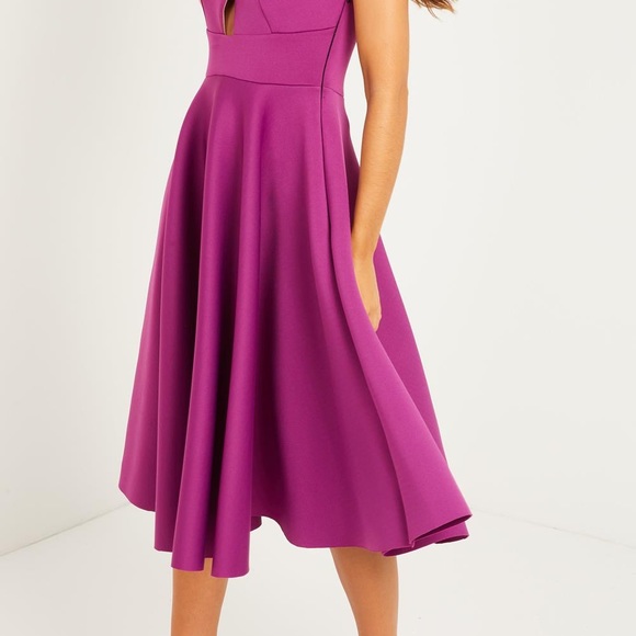 Quiz Scuba Crepe Cross Front Midi Skater Dress - Picture 4 of 10